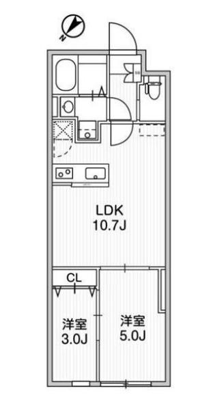 アグライア千石ドゥ(2LDK/2階)の間取り写真