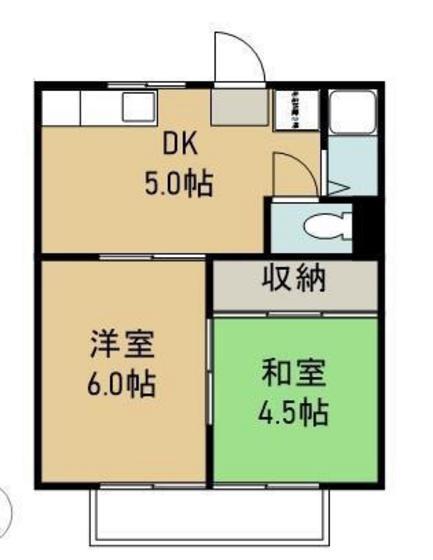 コーポ山陽(2DK/2階)の間取り写真