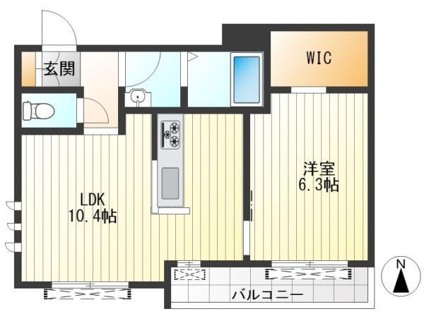 カーサTS(1LDK/2階)の間取り写真