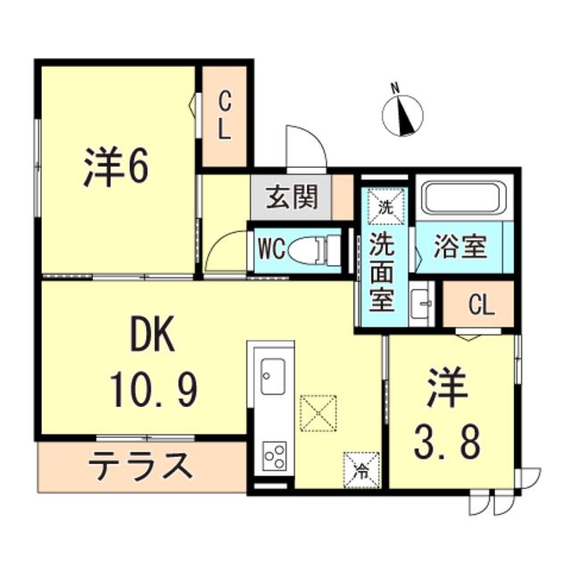 コンフォール甲子園口(2LDK/1階)の間取り写真