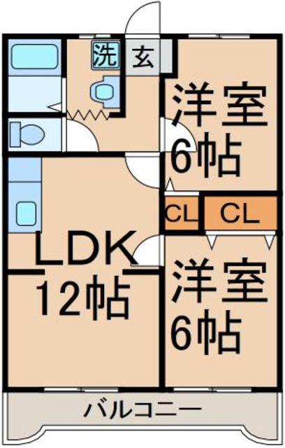 CASA MIRA2(2LDK/1階)の間取り写真
