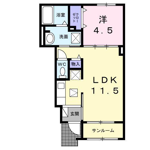 DK.トイロ(1LDK/1階)の間取り写真