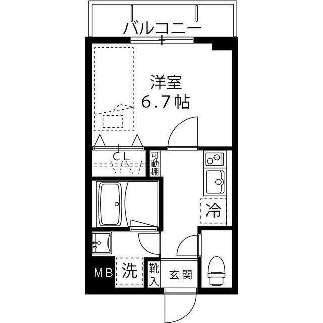 LOCS SAGINUMA(1K/1階)の間取り写真