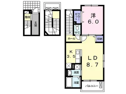 ライトヴァリーII A(1LDK/3階)の間取り写真