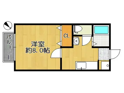 アパートメントT(1K/2階)の間取り写真
