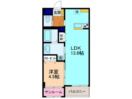 NEXUS金沢駅西(1LDK/3階)の間取り写真