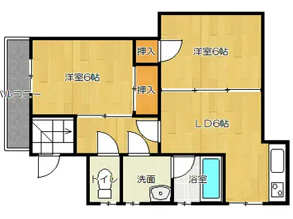 岡村マンション(2DK/1階)の間取り写真