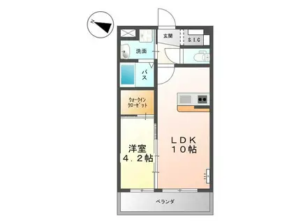 ラ・ポール(1LDK/1階)の間取り写真