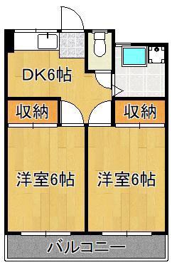 豊ハイツ(2DK/3階)の間取り写真