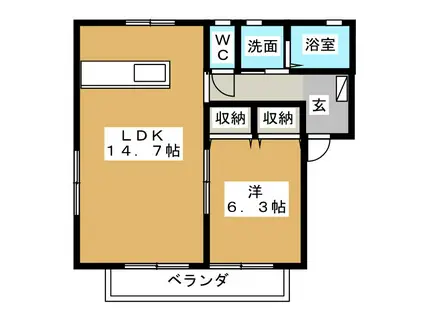 エイトヒル弐番館(1LDK/1階)の間取り写真