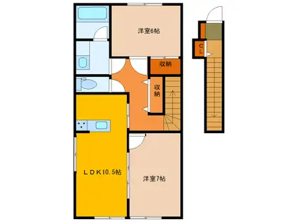 グッドシャトーVI(2LDK/2階)の間取り写真