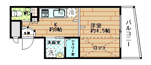 KOUMASTER NISHIKUJO(ワンルーム/2階)の間取り写真