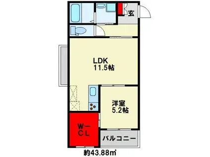 エスペランサ門司港(1LDK/1階)の間取り写真