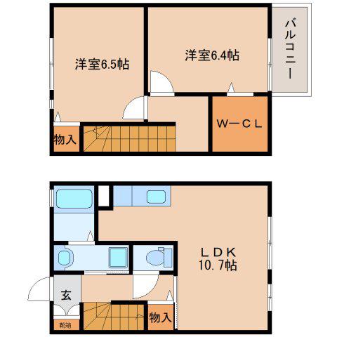 ネクストC(2LDK/1階)の間取り写真