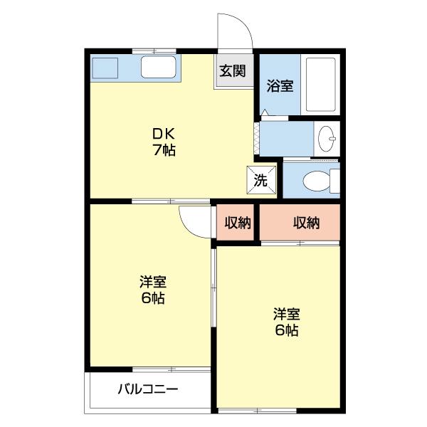 エスポワール(2DK/1階)の間取り写真