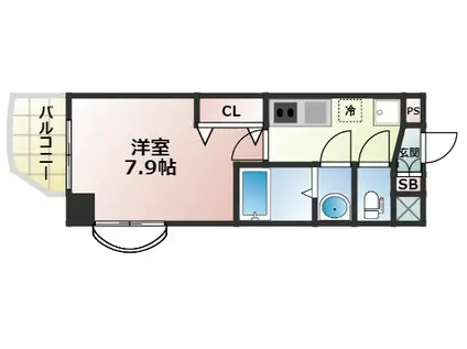 LUXE森之宮(1K/7階)の間取り写真