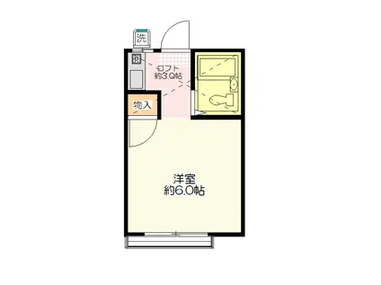 富士ハイツ(ワンルーム/2階)の間取り写真