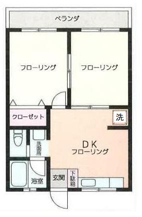 ハイツあけぼの(2DK/3階)の間取り写真