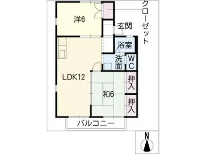 パレーシャル森島(2LDK/2階)の間取り写真