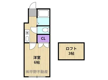 レジデンス津福本町Ⅱ(1K/1階)の間取り写真