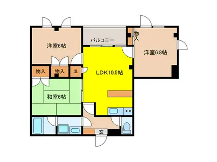 東塙田ロイヤルパレス(3LDK/2階)の間取り写真
