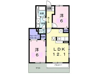 ヴィラージュI(2LDK/1階)の間取り写真