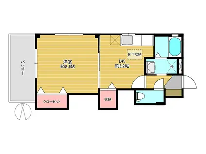 リブ クオリア(1DK/1階)の間取り写真