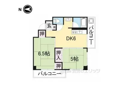 東生駒ハイツ(2DK/4階)の間取り写真
