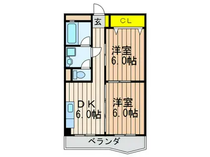 ホワイトオアシスレジデンス76(2DK/3階)の間取り写真