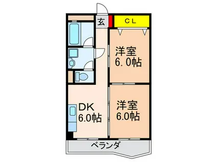ホワイトオアシスレジデンス76(2DK/3階)の間取り写真