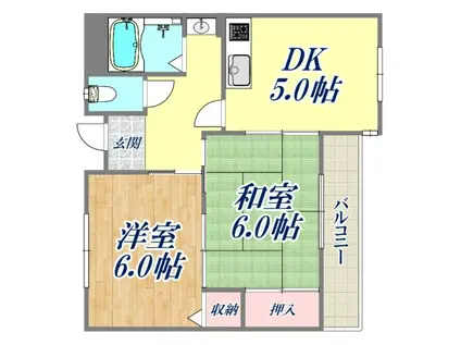 岡崎第一マンション(2DK/3階)の間取り写真