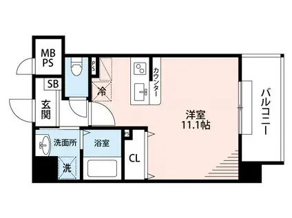 CHELSEA MANOR新屋敷(ワンルーム/5階)の間取り写真