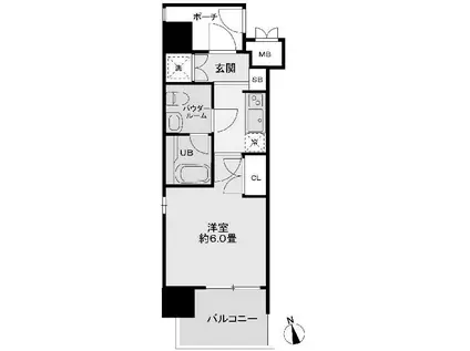 レジディア新宿御苑(1K/6階)の間取り写真