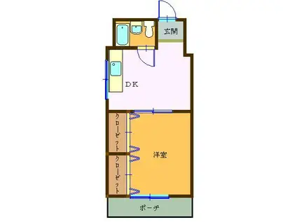 アマービレ(1DK/2階)の間取り写真