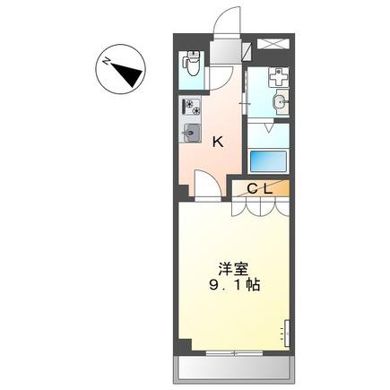 シャンテール弐番館(1K/2階)の間取り写真