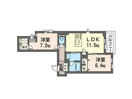 京王線 京王八王子駅 徒歩7分 3階建 築2年(2LDK/2階)の間取り写真