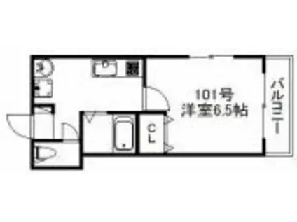 セレブマンション今宿(1K/1階)の間取り写真