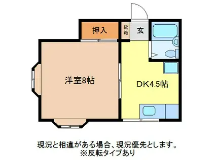 ホームシティ若里(1DK/2階)の間取り写真