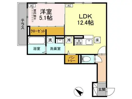 D-ROOM泉崎II(1LDK/1階)の間取り写真