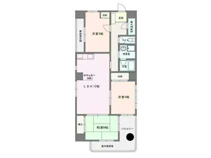 浅美マンション 駅東通 3LDKルーム(3LDK/3階)の間取り写真
