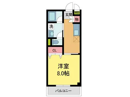 オリーブ甲東園(1K/3階)の間取り写真