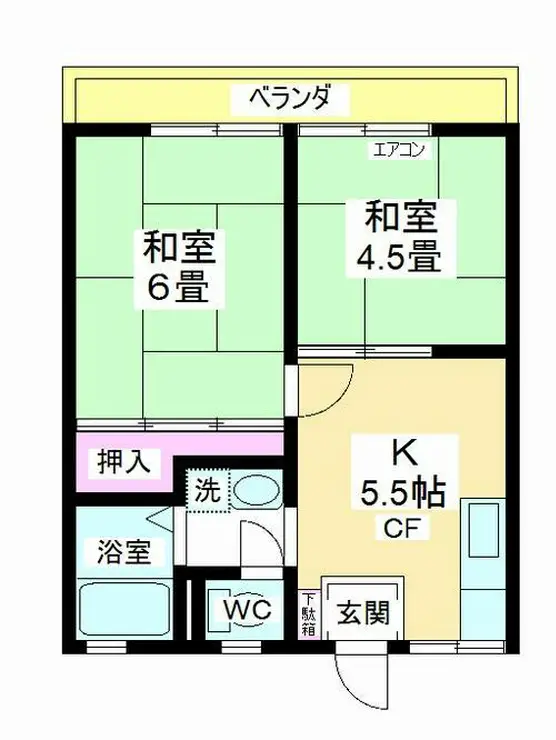 岡本コーポB 2階階 間取り