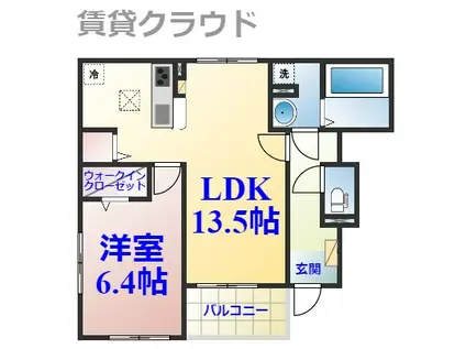 五井アパート(1LDK/1階)の間取り写真