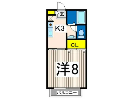 ソレイユ和田山II(1K/2階)の間取り写真