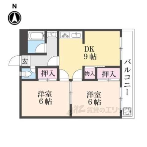 ロイヤルハイツさつき丘(2LDK/3階)の間取り写真