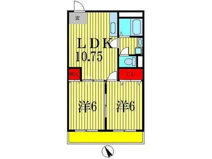 北松戸パークサイドマンション(2LDK/1階)の間取り写真