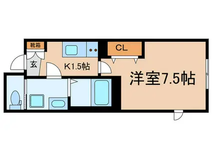 ベルシードステアー武蔵関(1K/2階)の間取り写真