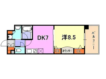 KAISEI新神戸(1DK/3階)の間取り写真