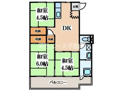竹見台団地(3DK/10階)の間取り写真