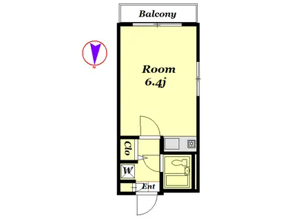 ジョイフル自由が丘II(ワンルーム/2階)の間取り写真